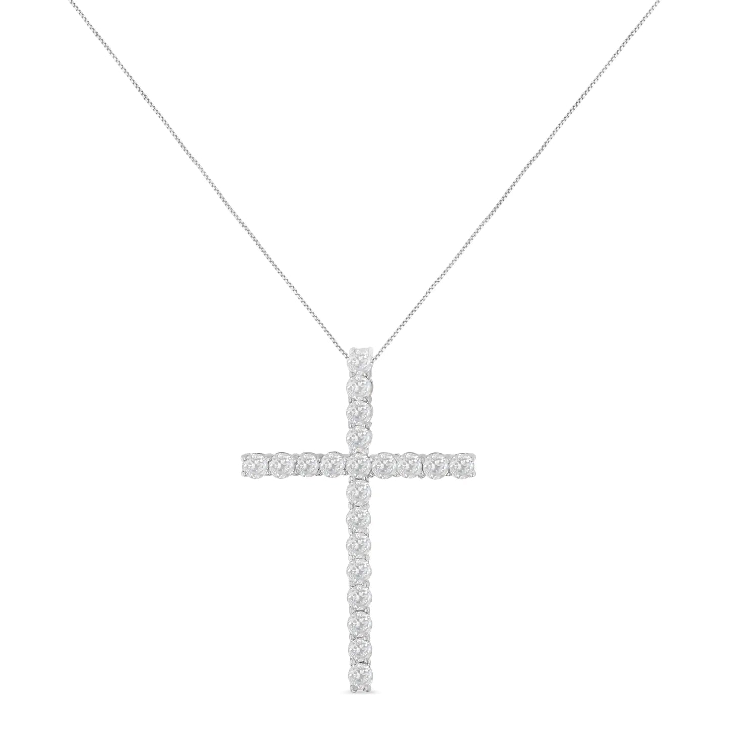 10Kt White Gold 1 cttw Diamond Cross Pendant Necklace (H-I, I1-I2)