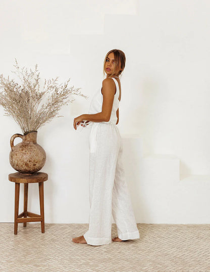 Cotton Linen Vest and Trousers Set