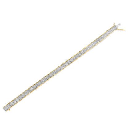 Pulsera de tenis de oro de 14 quilates con diamantes blancos de talla princesa cuadrada de 5,00 quilates y eslabones invisibles rectangulares (color HI, claridad SI2-I1) - 7,25 pulgadas