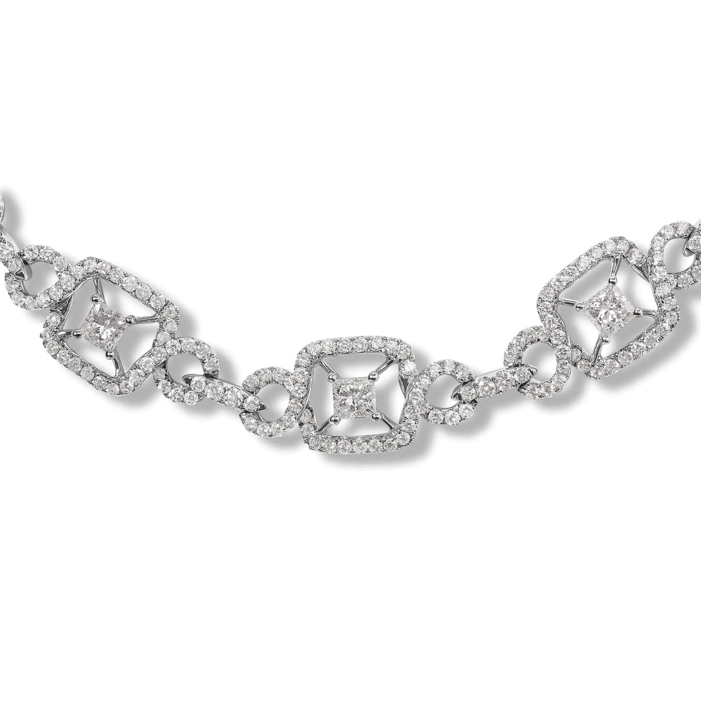 Collar de oro blanco de 18 quilates con diamantes de 5,00 quilates y eslabones "Duchess" (color FG, claridad VS2-SI1) - 43,2 cm