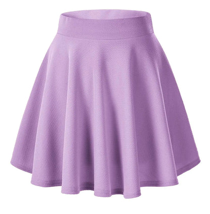 Urban CoCo Women's Basic Versatile Stretchy Flared Casual Mini Skater Skirt Small Lilac