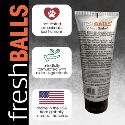 Fresh BALLS Lotion - Men's Anti-Chafing Soothing Cream to Powder - Ball Deodorant and Hygiene for Groin Area - The Original Anti Chafe Cream for Men, 3.4 fl oz 3.4 Fl Oz (Pack of 1)