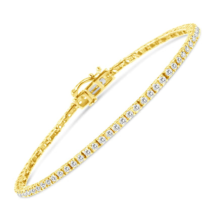 14K gult gullbelagt .925 sterlingsølv 2.0 Cttw Diamond Classic Link tennisarmbånd (KL-farge, I2-I3 Clarity) - 7-1/4"