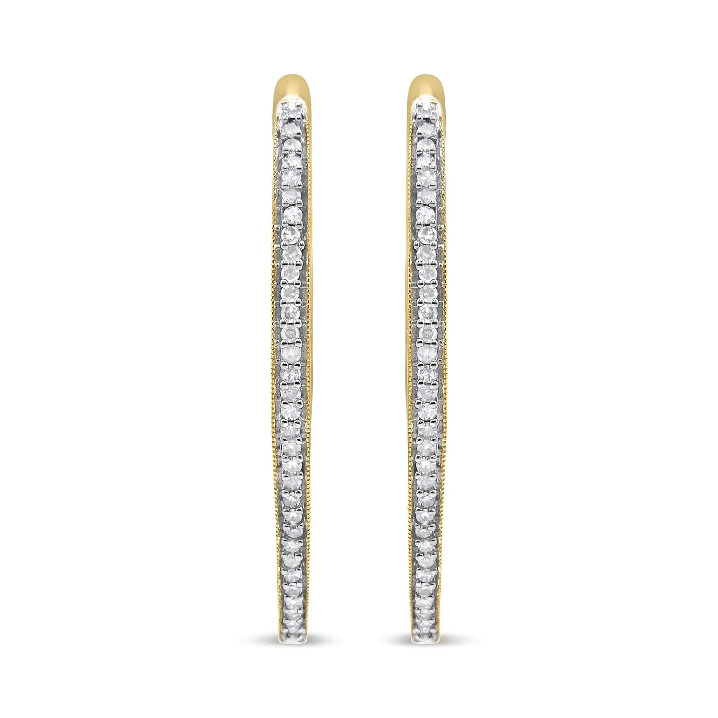 Aretes de oro amarillo de 10 k con diamantes de talla redonda (1 ct, color IJ, claridad I2-I3)