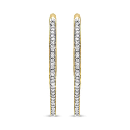 Aretes de oro amarillo de 10 k con diamantes de talla redonda (1 ct, color IJ, claridad I2-I3)