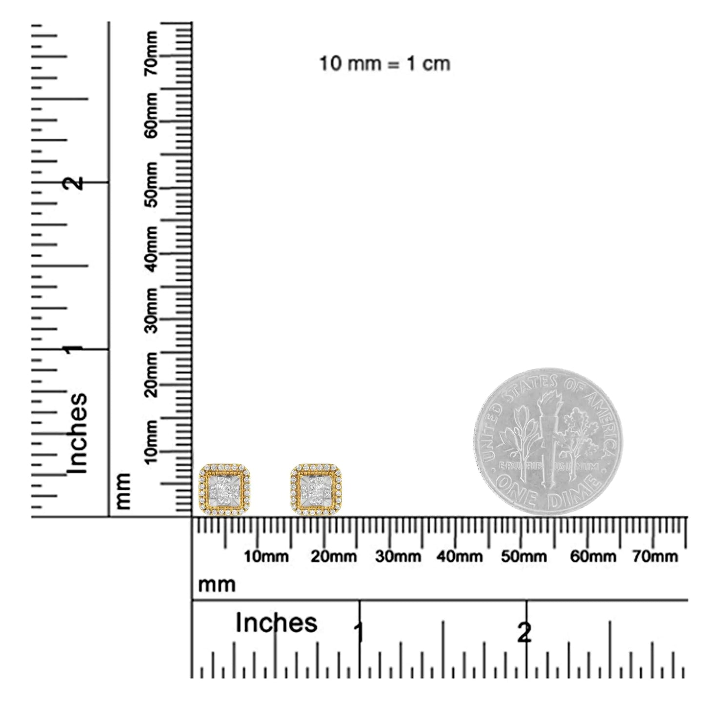 Aretes de diamantes en oro amarillo de 10 quilates (1/2 ct, color HI, claridad SI2-I1)