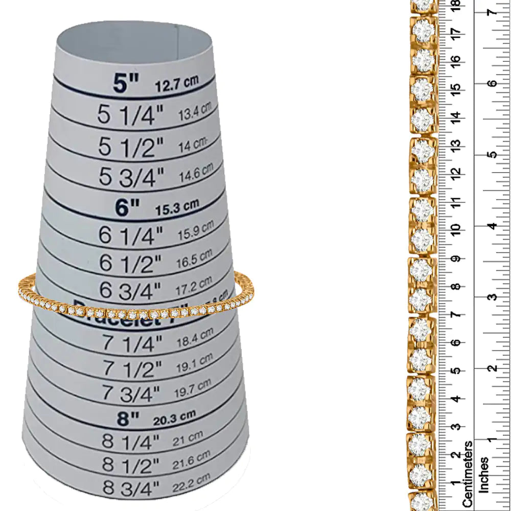 10K kollase kullaga kaetud 0,925 Sterling Silver 2,0 Cttw šampanjaga teemanttennise 7-tolline käevõru (šampanjavärvi, I3 Clarity)