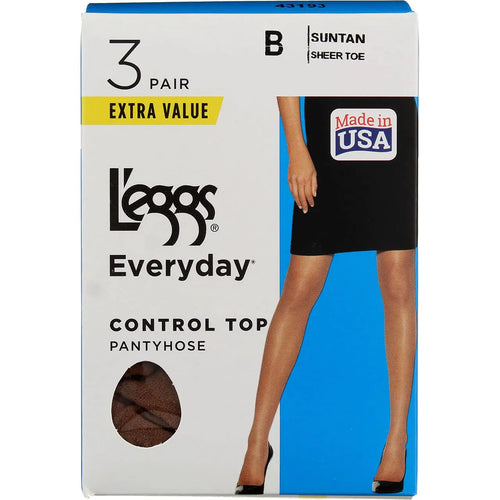 Medias de nailon para mujer L'eggs Everyday, control del bronceado, varios paquetes disponibles, 3 unidades, bronceado solar, paquete de 3 B