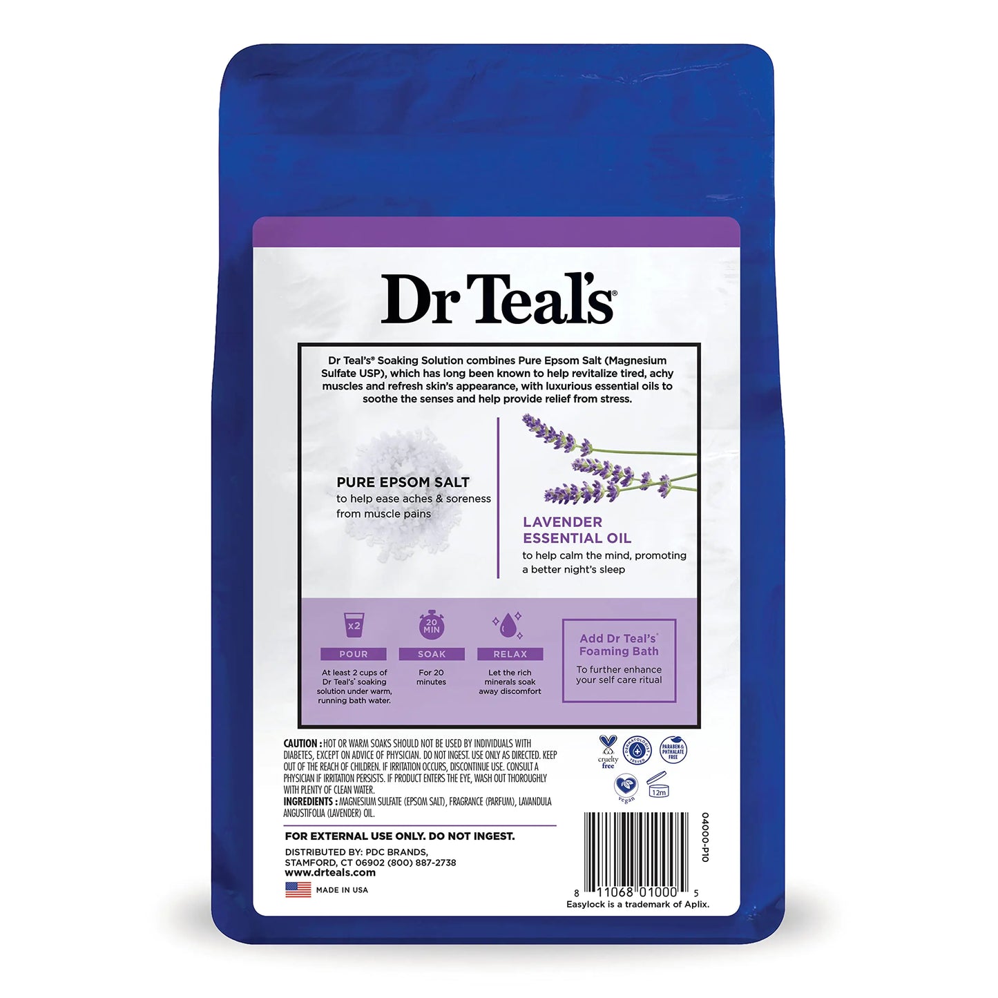 Dr Teal's Epsom Salt Soaking Solution, beroliger og sover, lavendel, 3lbs (emballasjen kan variere) (pakke med 2) 48 unse (pakke med 2)