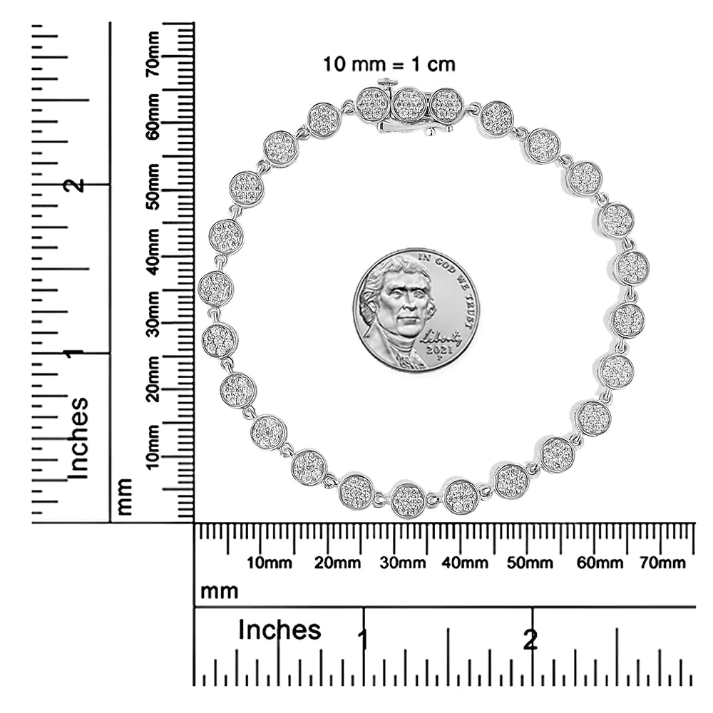 .925 Sterling Silver 2,0 Cttw ümmargune teemantlingiga käevõru (GH värv, I1-I2 Clarity) – 7,25 tolli