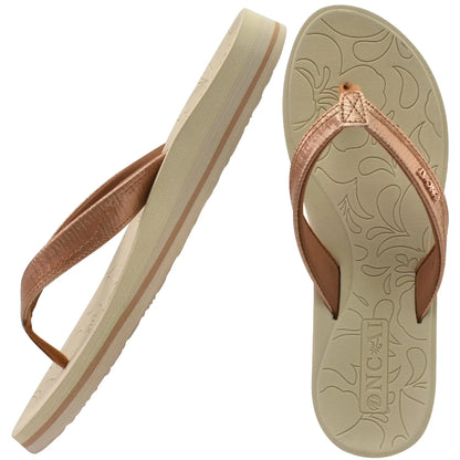 ONCAI Flip Flops For Women Yoga Mat Comfortable Beach Thong Sandals With Arch Support 6.5 Khaki/White