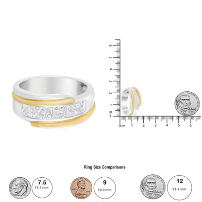 14K gult og hvitt gull 1,00 Cttw Princess-Cut Diamond Modern Gent's Band (HI Color, SI2-I1 Clarity) - størrelse 10