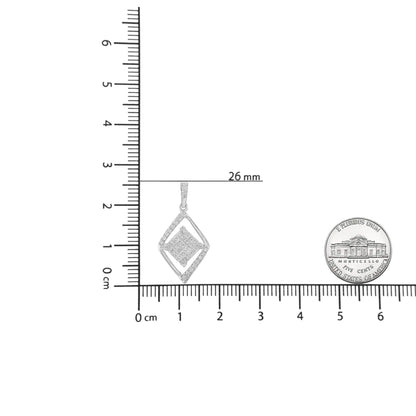 10k valgest kullast 1/3 Cttw ümmargune ja printsessilõikega teemant topeltkolmnurk, 18-tolline ripats kaelakee (HI värv, SI1-SI2 selgus)