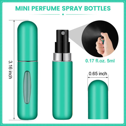 Parfyme Travel Refillable Mini Spray Bottles Atomizer Reise Parfymeflaske Refillable Tom Cologne Travel Essentials for Women Herretilbehør 6 Pack 5ml/0.2oz (grønn) 6 Grønn