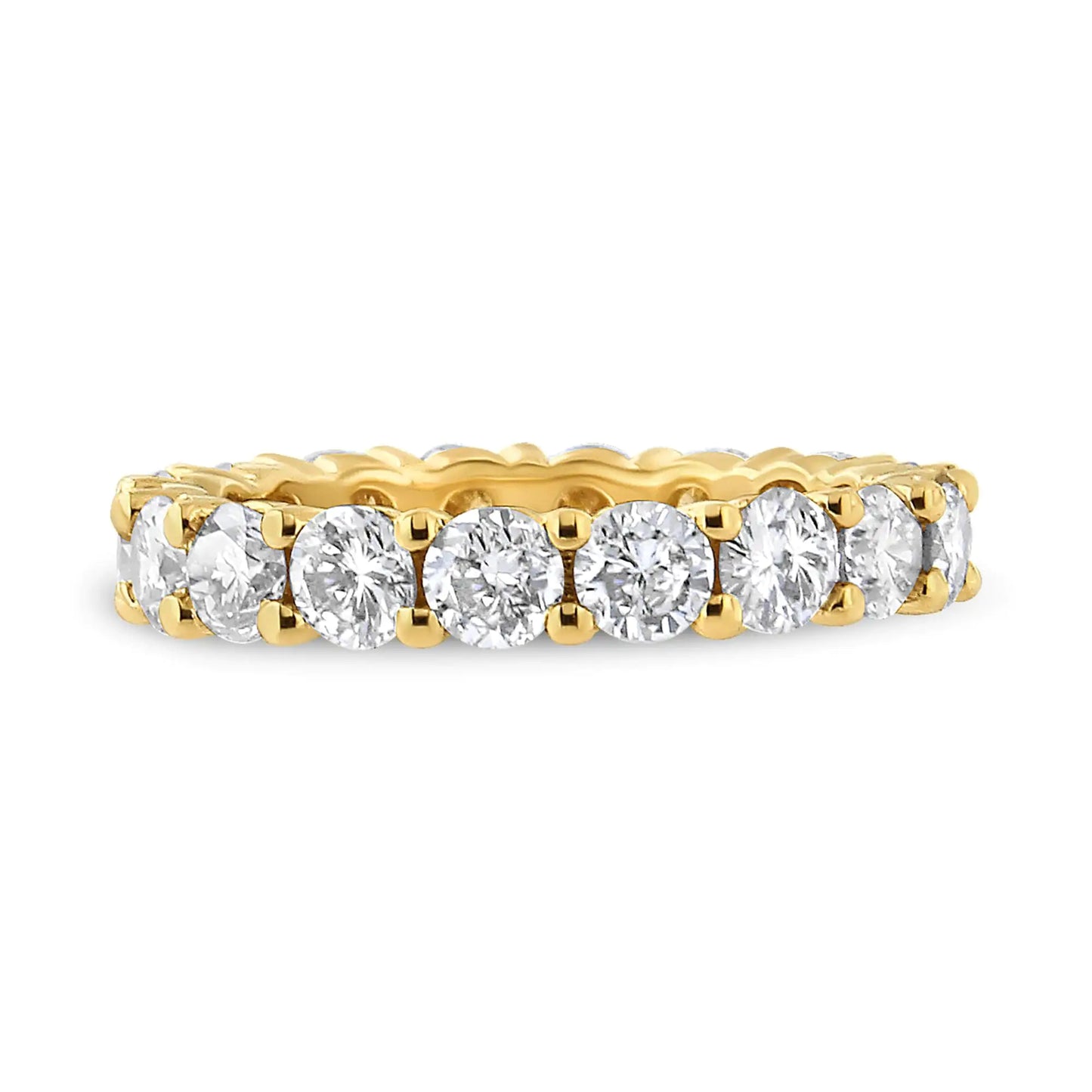 14K Yellow Gold 3.00 Cttw Shared Prong Set Round Cut Diamond Eternity Band (J-K Color, VS1-VS2 Clarity)