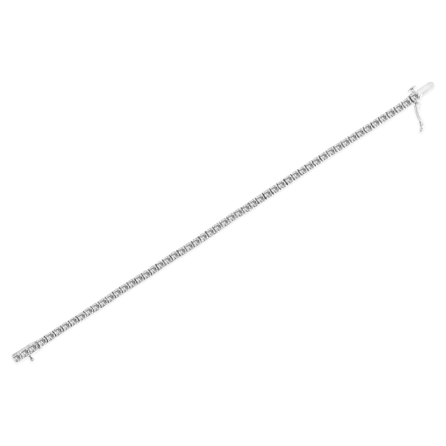 14K hvitt gull 4-pinners sett labbdyrket rund diamant klassisk tennisarmbånd (FG farge, VS1-VS2 klarhet) - 7,25"