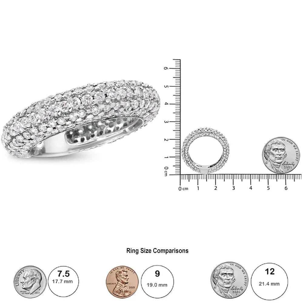 14K White Gold 2 1/2 Cttw Round-Cut Diamond Cluster Band Ring (H-I Color, SI1-SI2 Clarity)