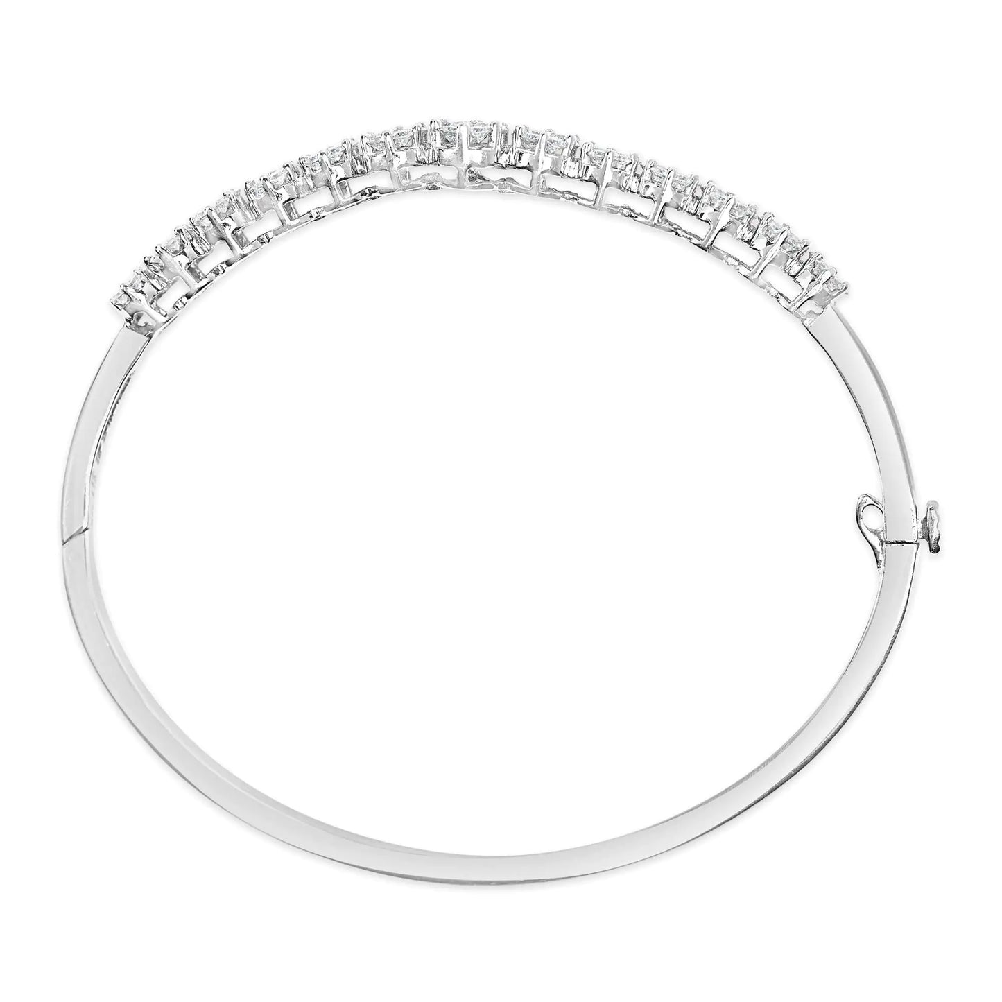 14K hvitt gull 2 ​​5/8 Cttw rund diamant 7 Stone Floral Cluster Link armbånd (HI farge, SI1-SI2 klarhet) - Passer til håndledd opptil 7,25" tommer