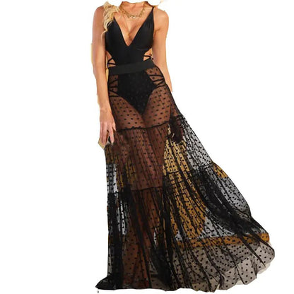 Large Swing Skirt with Perspective Polka Dot Pleats - Catch Cards