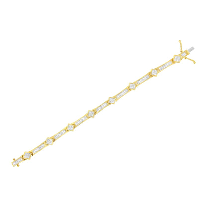 14K gult gull 5-3/8 Cttw Baguette &amp; Princess Cut Diamond 7" geometrisk link tennisarmbånd (HI farge, SI1-SI2 klarhet)