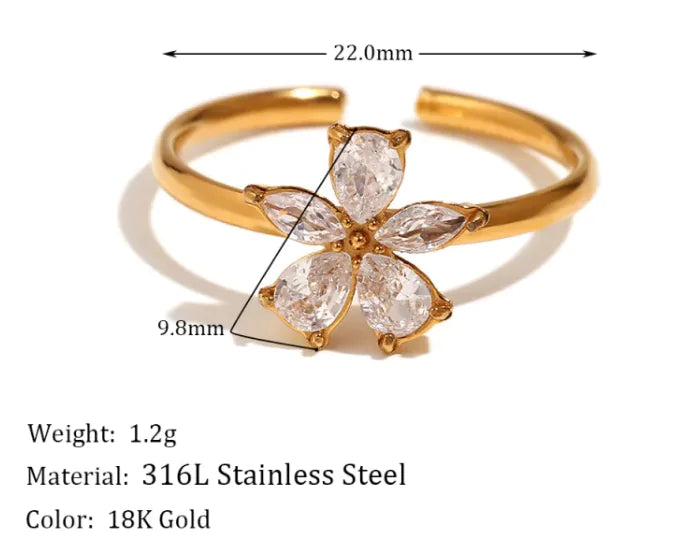 Zircon Flower Petal Ring