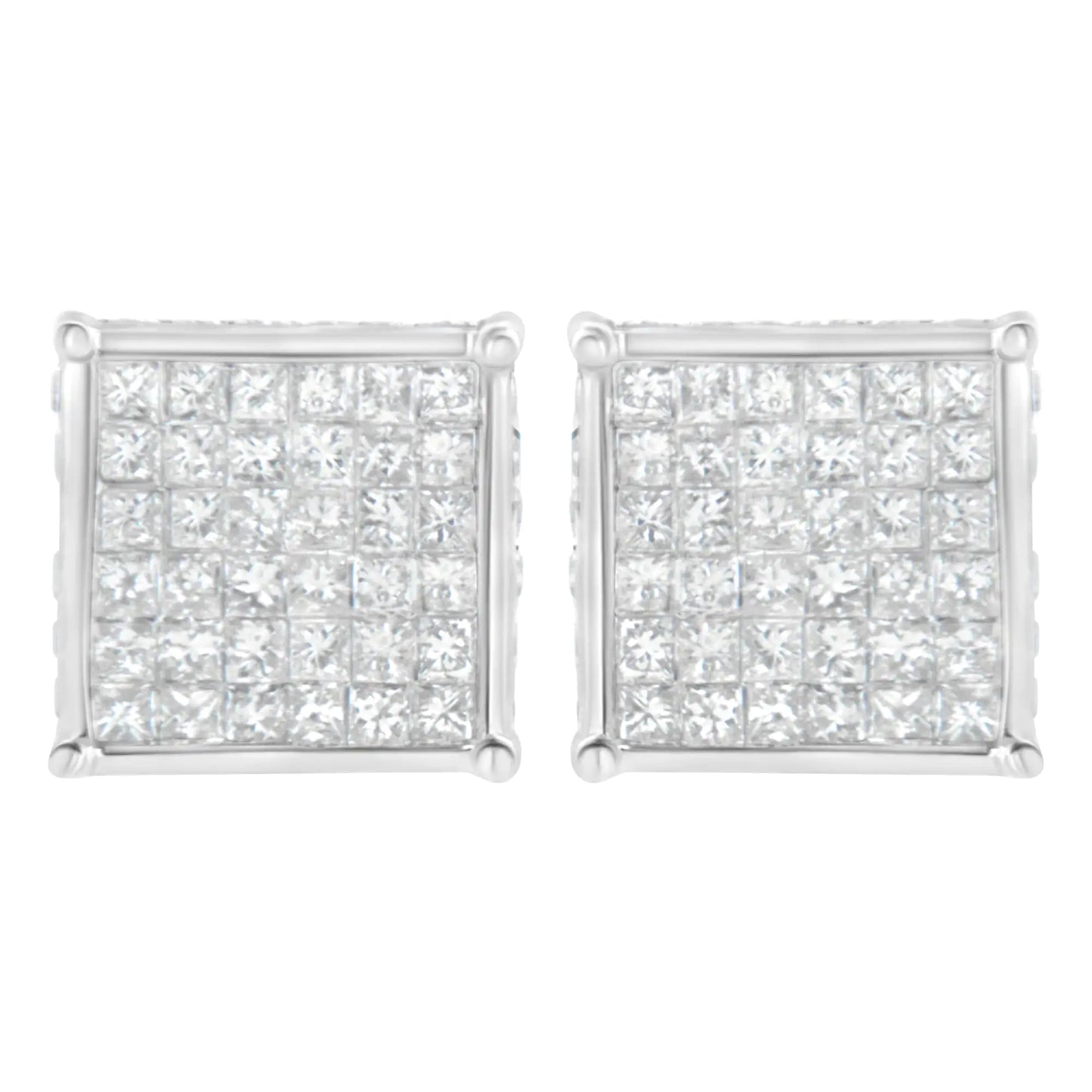 10K White Gold 2ct TDW Princess-Cut Composite Diamond Stud Earring (I-J ,I2-I3)