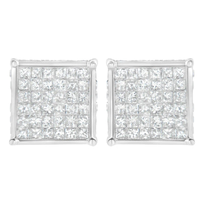 10K White Gold 2ct TDW Princess-Cut Composite Diamond Stud Earring (I-J ,I2-I3)