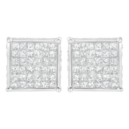 10K White Gold 2ct TDW Princess-Cut Composite Diamond Stud Earring (I-J ,I2-I3)