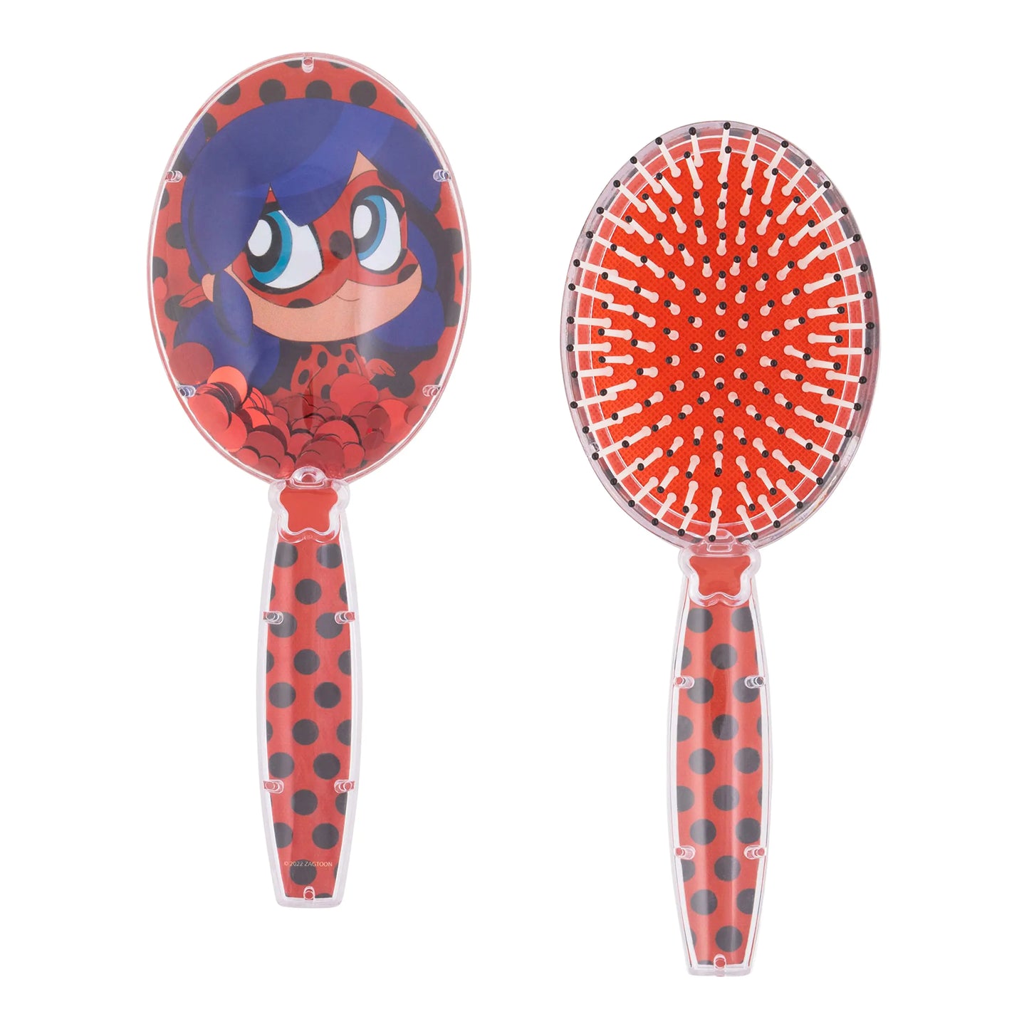 Miraculous Hair Brush with Magical Sparkling Stars Ladybug Confetti Hair Brush - Kids Hair Brush Ages 3+ Red Red Ladybug Hair Brush