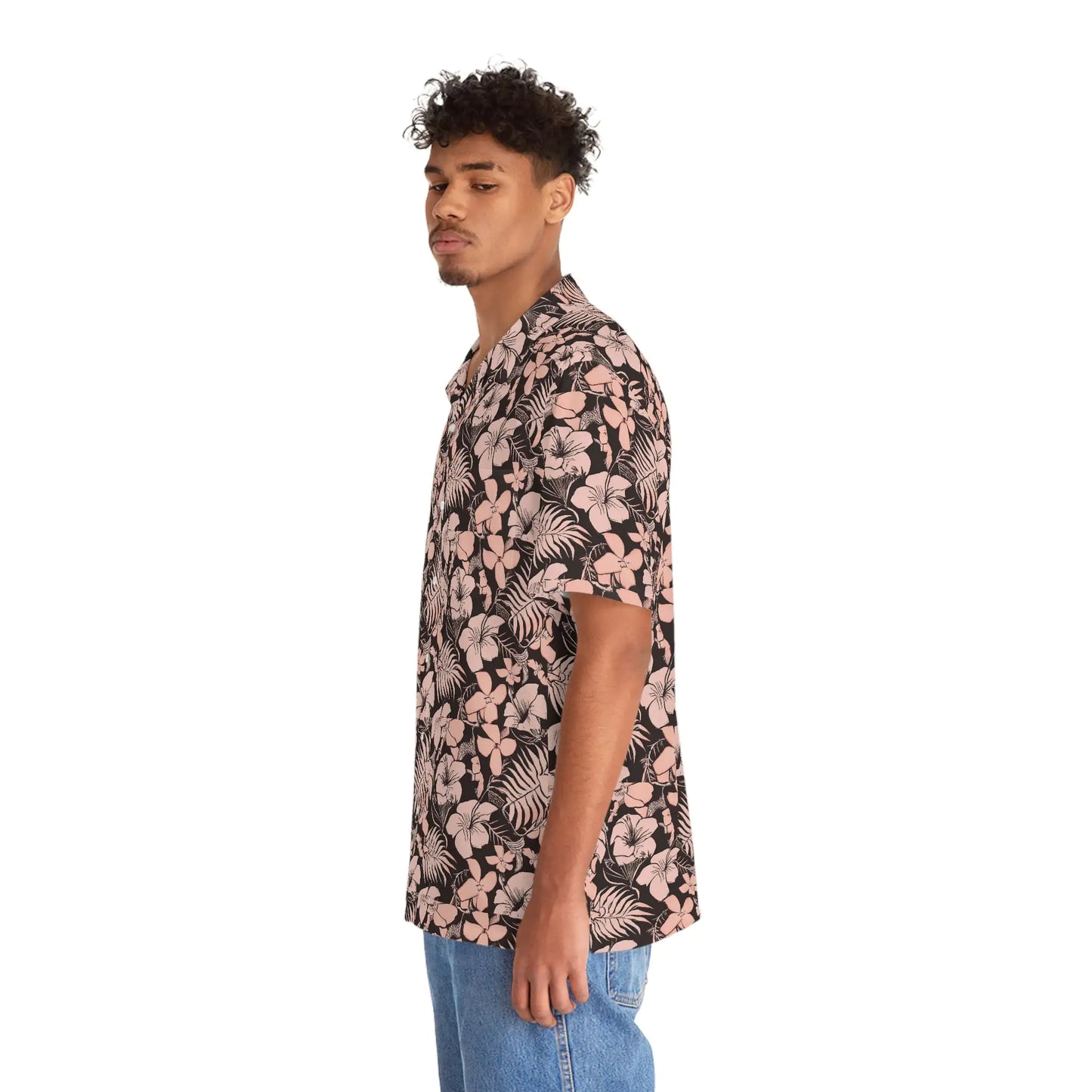 Camisa hawaiana floral rosa para hombre