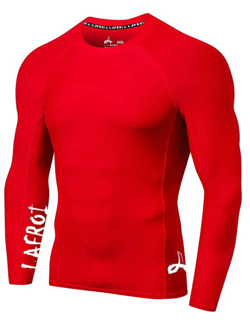 LAFROI Langermet menn UPF 50+ Baselayer Skins Performance Fit Compression Rash Guard-CLYYB XX-Large Asym Red