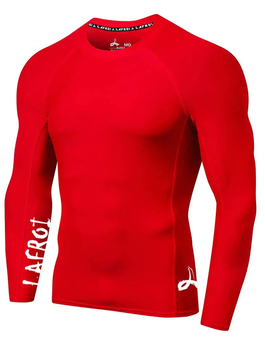 LAFROI meeste pikkade varrukatega UPF 50+ Baselayer Skins Performance Fit Compression Rash Guard-CLYYB XX-Large Asym Red