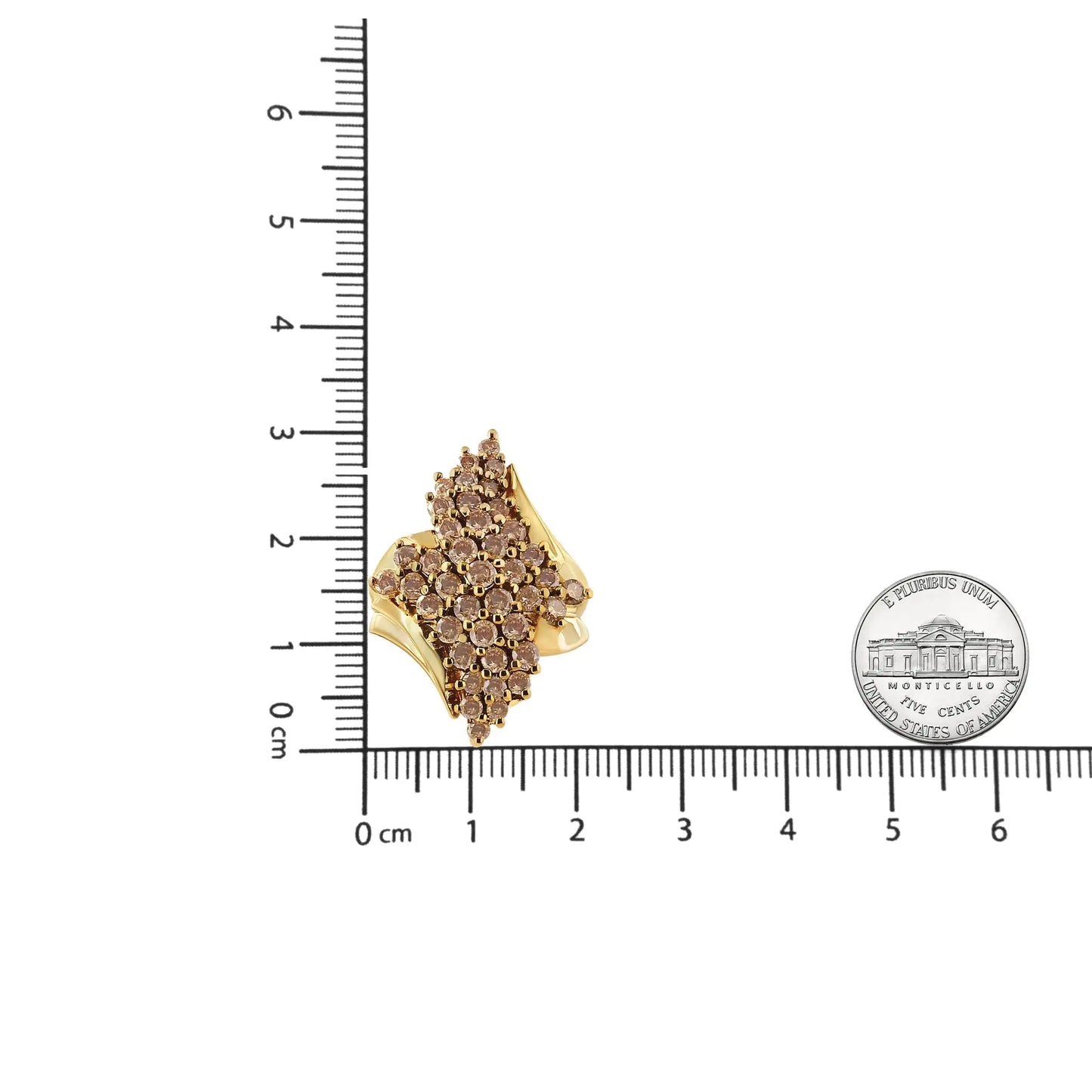 14K gult gullbelagt .925 sterlingsølv 2,00 Cttw diamantklyngering (champagnefarge, I2-I3 klarhet)