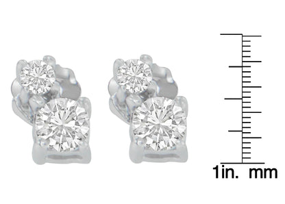 Pendientes de oro blanco de 14 quilates con diamantes de talla redonda de 1/2 ct (HI, SI2-I1)