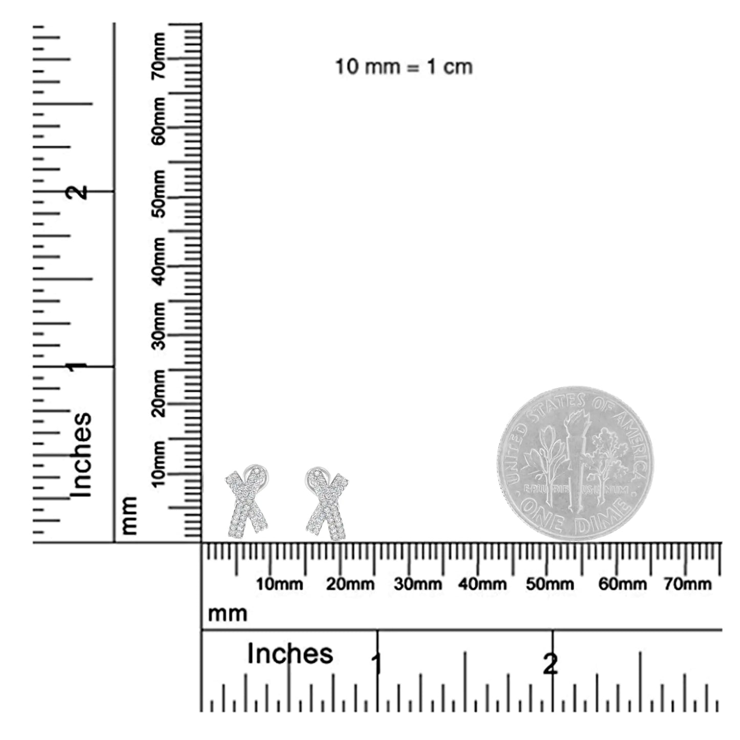 14K hvitt gull 2,0 Cttw runde brilliantslipte diamantkuppelformede X-formede Omega øredobber på ryggen (HI-farge, I1-I2-klarhet)