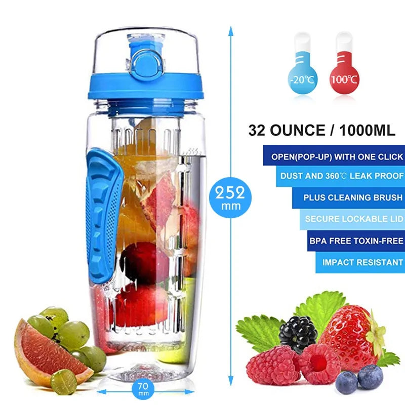 Botella de bebida con infusor de fruta de 32 OZ