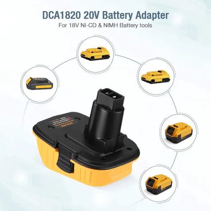 Adaptador convertidor DCA1820 de 2 x 18 V a 20 V máx. para batería de iones de litio DEWALT de 20 voltios