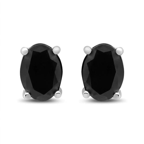 14K White Gold 1/2 Cttw Round Brilliant-Cut Black Diamond Classic 4-Prong Stud Earrings with Screw Backs (Fancy Color-Enhanced, I2-I3 Clarity)