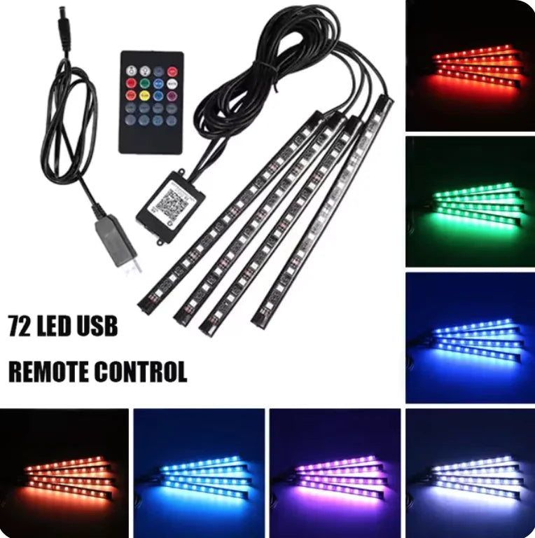 Luzes de LED Controladas por Música para Pés de Carro