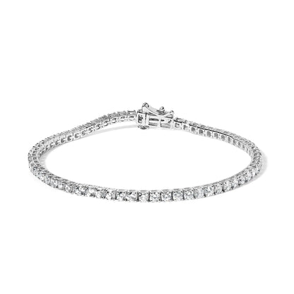 14K hvitt gull Lab Grown 4,00 Cttw runde briljantskårne diamantstiftsett klassisk tennisarmbånd - 7" (FG-farge, VS2-SI1 klarhet)