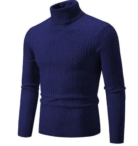 Strikket genser med turtleneck for menn