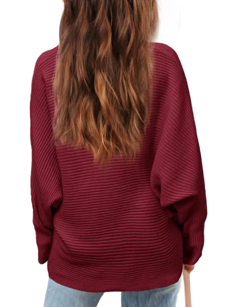 Mafulus Girl's Oversized Crewneck Fall Sweaters Kids Batwing Long Sleeve Slouchy Chunky Cute Pullover Jumper Shirts 5-14T 9-10 Years Burgundy Oversized Girls Sweaters Burgundy