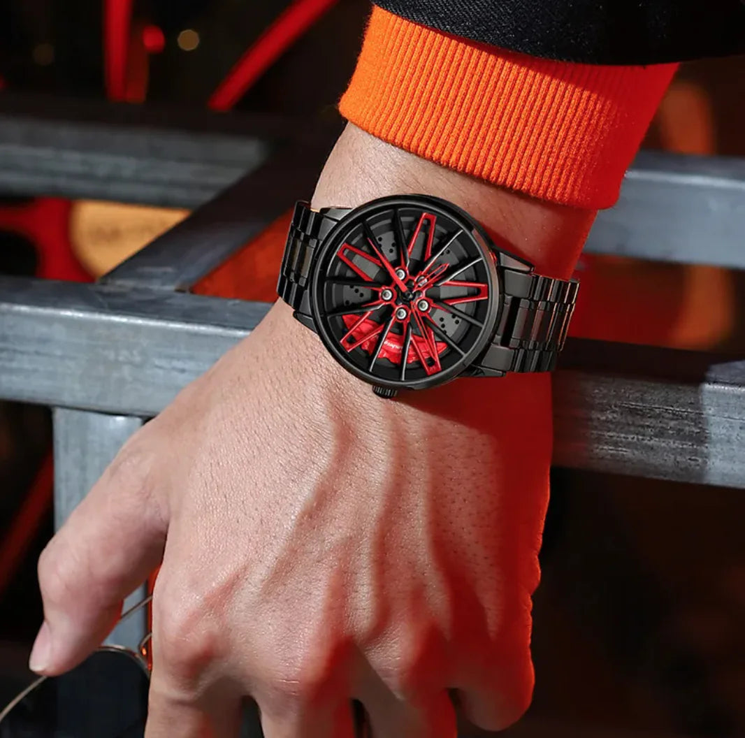 Reloj de cuarzo con diseño de coche 3D Hollow Kini