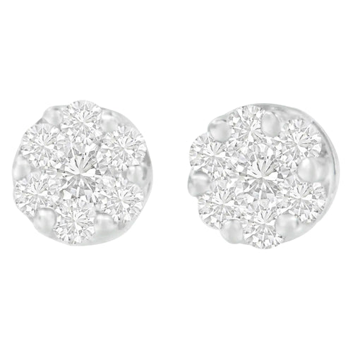 14K White Gold 1 1/4 cttw Round Cut Diamond Earrings (H-I, SI2-I1)