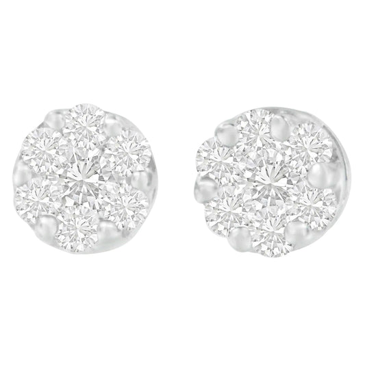 Aretes de oro blanco de 14 quilates con diamantes de talla redonda de 1 1/4 ct (HI, SI2-I1)