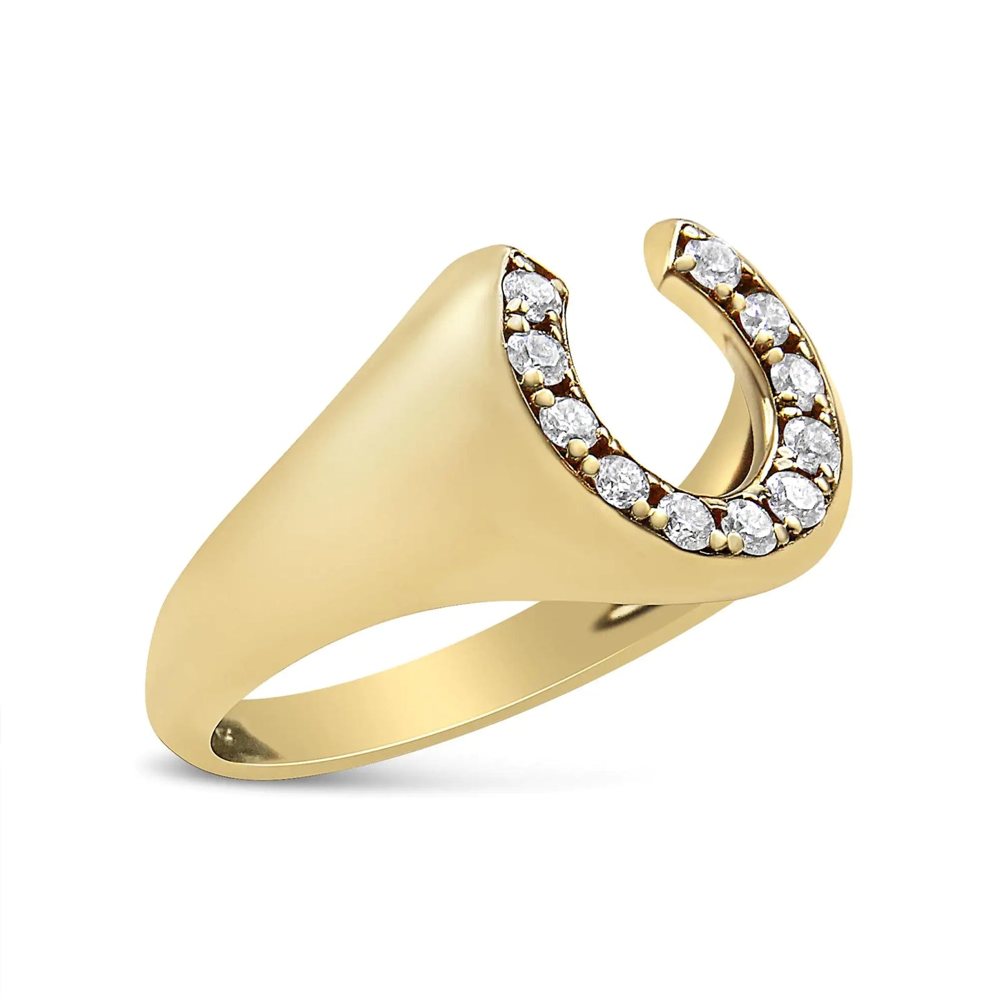 10K Yellow Gold 1/3 Cttw Round-Cut Diamond Men's Horseshoe Ring (H-I Color, VS1-VS2 Clarity)