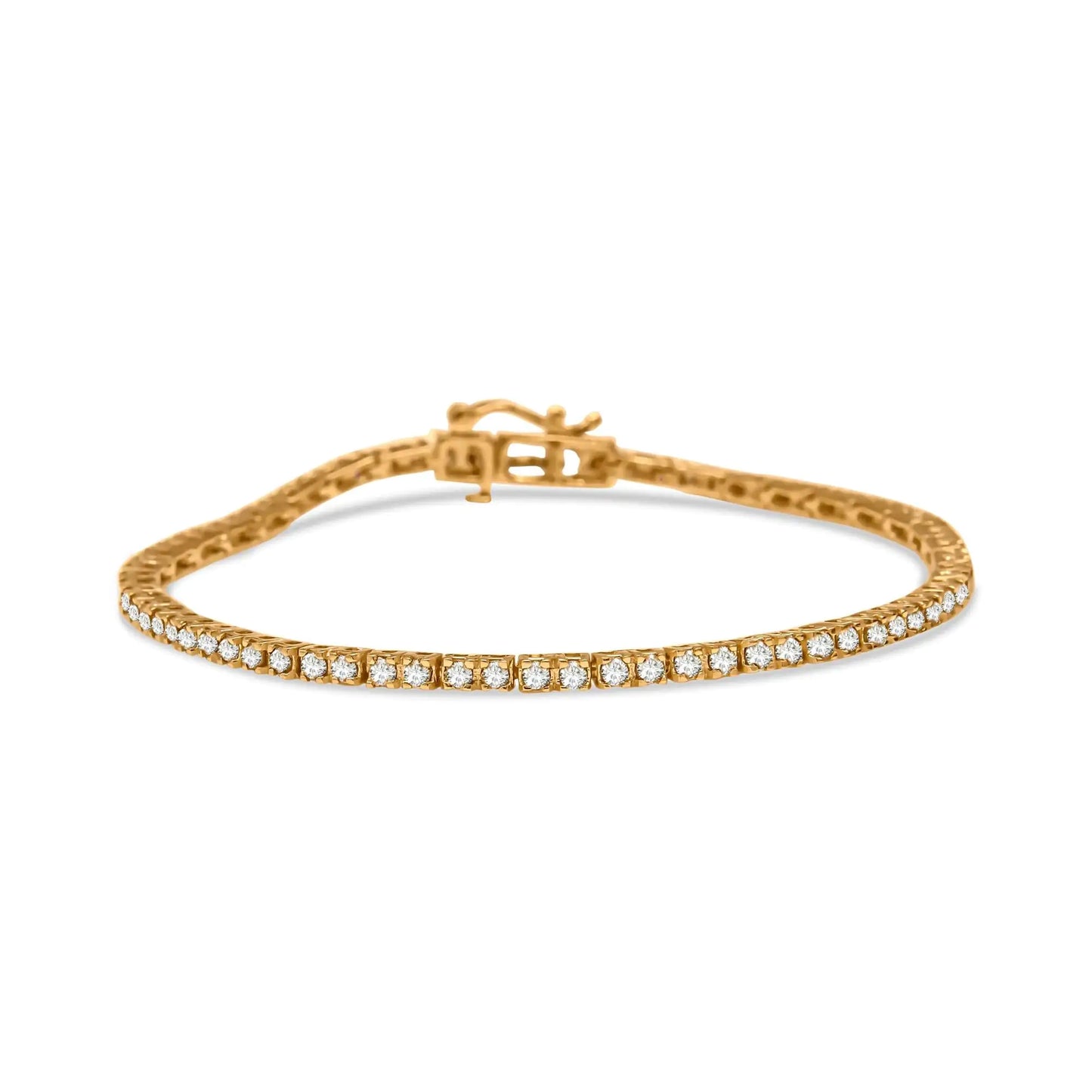 Pulsera de tenis de 18 cm con diamantes color champán de 2,0 quilates y plata de ley 925 bañada en oro amarillo de 10 quilates (color champán, claridad I3)