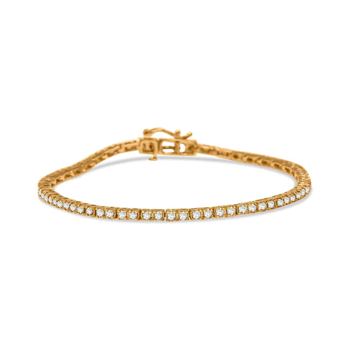 Pulsera de tenis de 18 cm con diamantes color champán de 2,0 quilates y plata de ley 925 bañada en oro amarillo de 10 quilates (color champán, claridad I3)