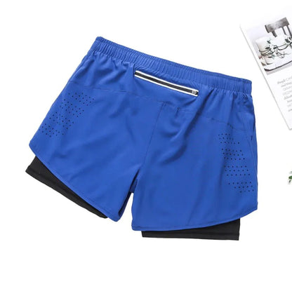 Men's Double - Layer Sports Shorts - Catch Cards