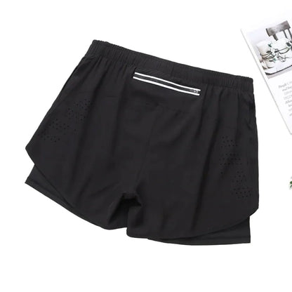 Men's Double - Layer Sports Shorts - Catch Cards